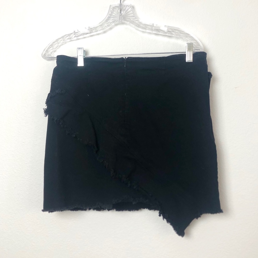Fashion Nova Black Denim Zipper Ruffle Skirt - Picture 6 of 7